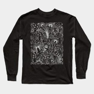 Hand Drawn Mushrooms (white ink) Long Sleeve T-Shirt